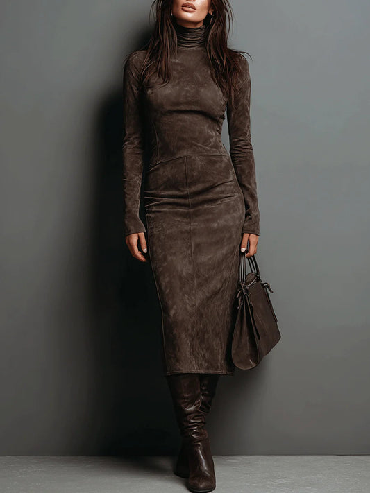 Lorenza | Vestido midi con cuello alto