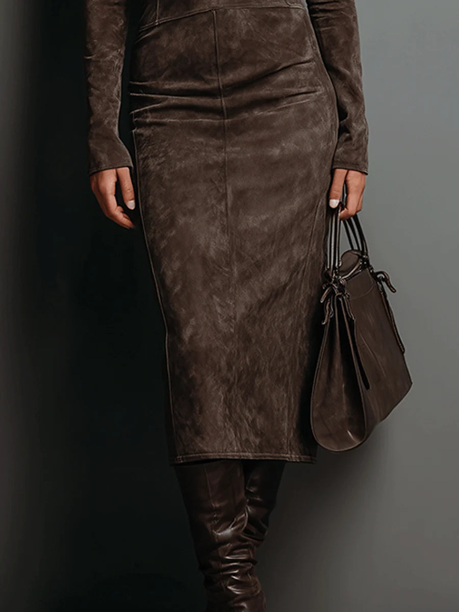 Lorenza | Vestido midi con cuello alto