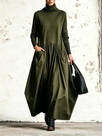 Odetta | Vestido largo holgado con cuello alto