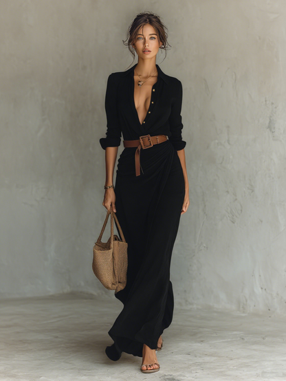 Valentino | Vestido largo con cuello de solapas