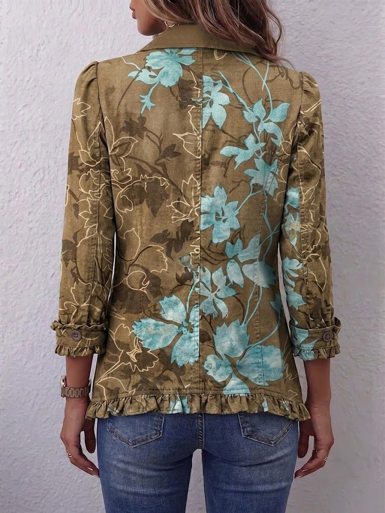 Gloria | Chaqueta floral de efecto envejecido con volantes