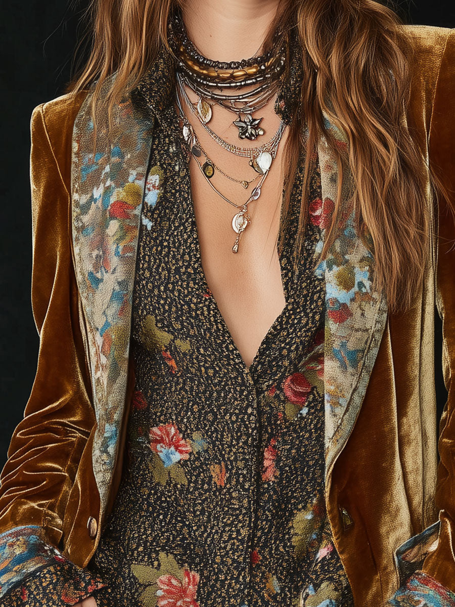 Anna | Blazer de retales con estampado floral vintage