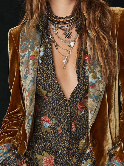 Anna | Blazer de retales con estampado floral vintage