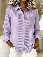 Norelle™ | Blusa de rayas y corte relajado con botones — Violeta