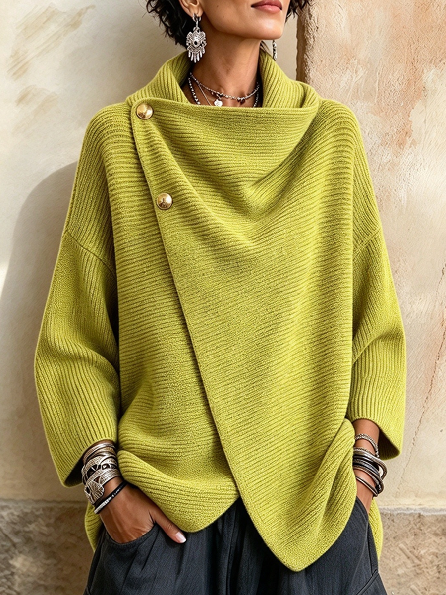 Colette | Jersey de punto asimétrico con botones