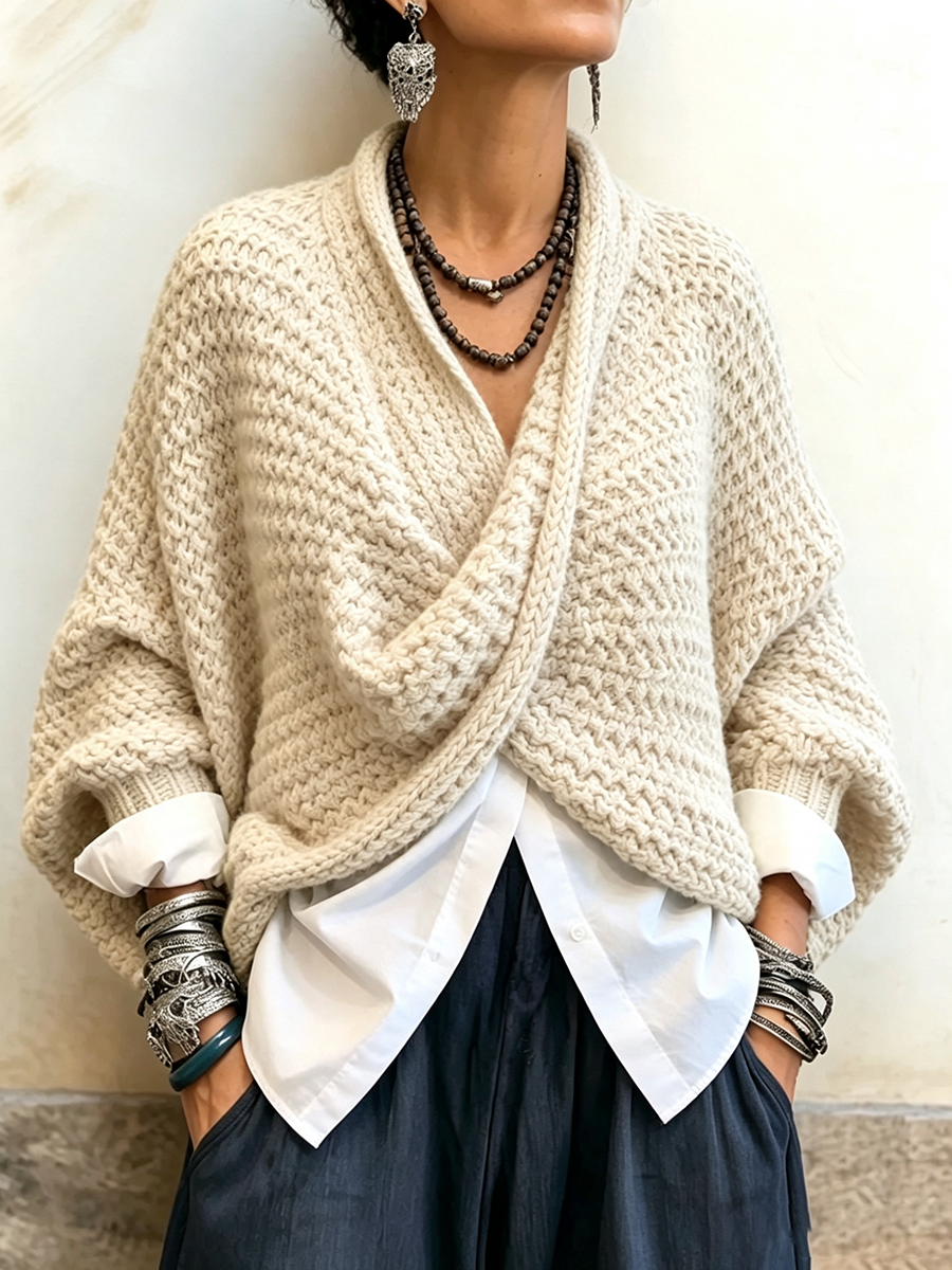 Célia | Jersey cruzado con mangas murciélago
