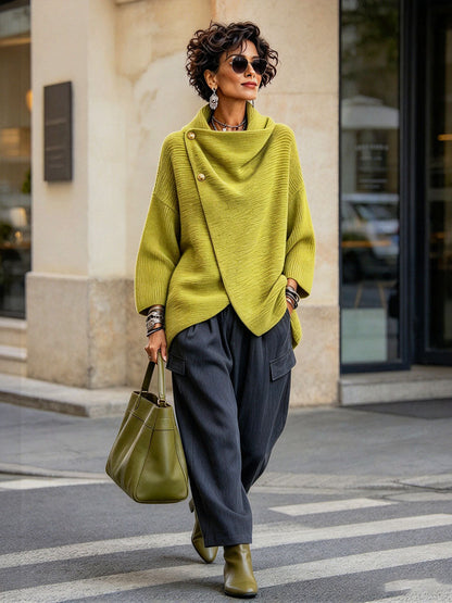 Colette | Jersey de punto asimétrico con botones