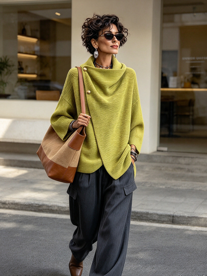 Colette | Jersey de punto asimétrico con botones