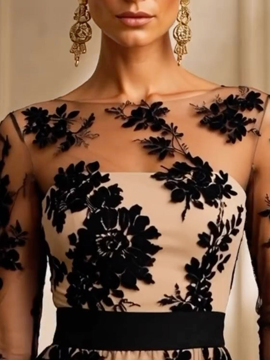 Adeline™ Vestido de fiesta midi con encaje floral