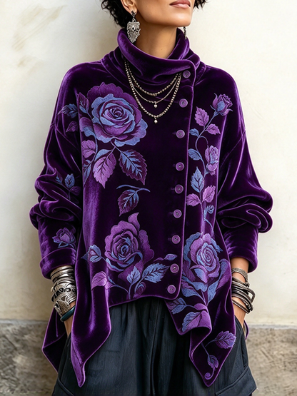 Roxane | Top de terciopelo con estampado de rosas
