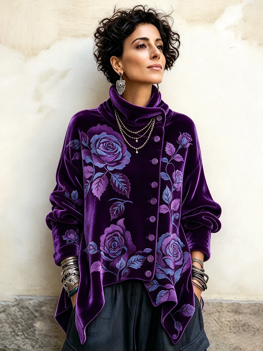 Roxane | Top de terciopelo con estampado de rosas