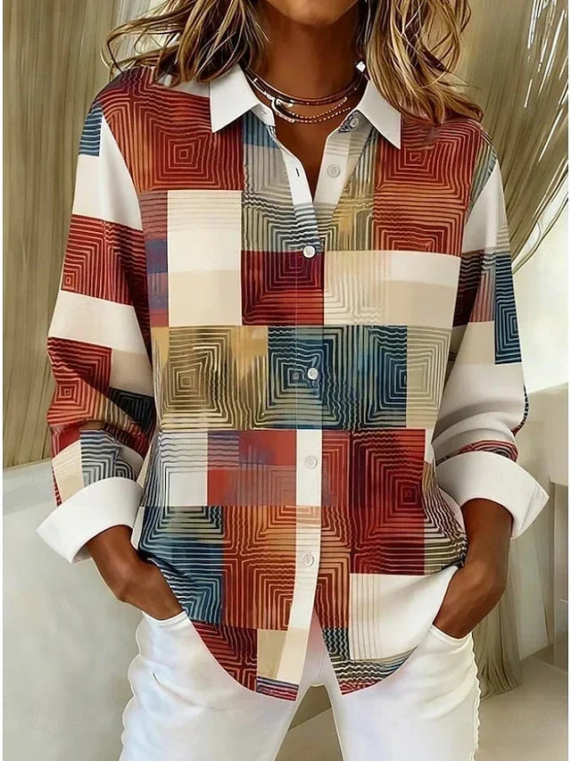 Merritt™ | Blusa vintage de patchwork con botones — Multicolor